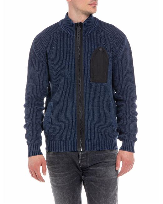 Replay Blue Uk2755 Cardigan Sweater for men