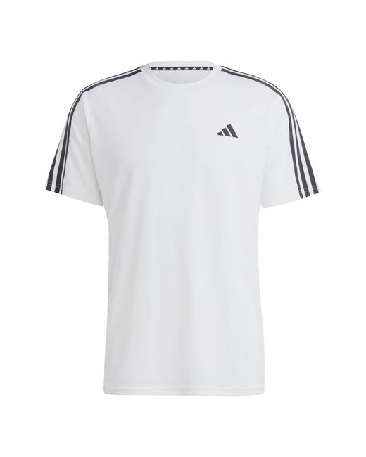 Adidas White Train Essentials 3-stripes Training T-shirt for men