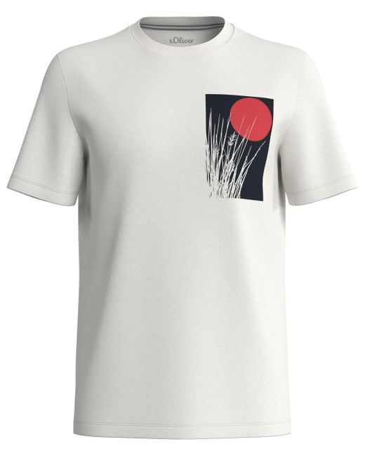 S.oliver Big Size 2148389 T-Shirt mit Frontprint in White für Herren