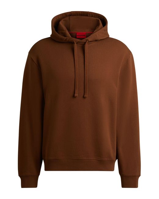 HUGO Relaxed-Fit Hoodie Aus Baumwoll-Terry Mit Logo-Print in Brown für Herren
