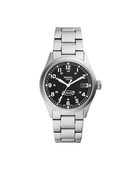 Fossil Metallic Defender Solar-powered Stainless Steel Watch for men