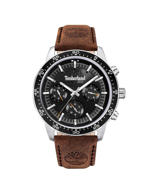 Timberland Black Parkman Watch Leather Dark Brown Tdwgf0029002