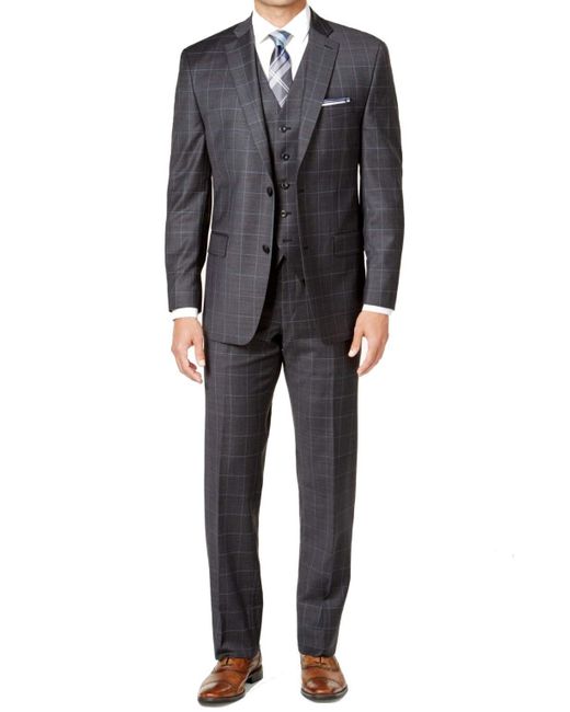 Michael Kors Black S Classic Fit Two Button Formal Suit Greyblue 46/unfinished for men