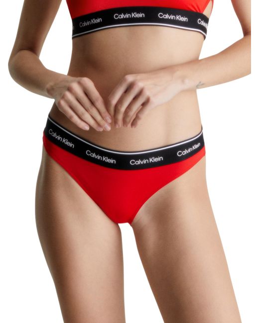 Calvin Klein Red Logo Waist Bikini Bottoms
