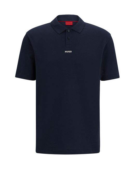 HUGO S Dangula Cotton-piqué Polo Shirt With Logo Print Blue for men