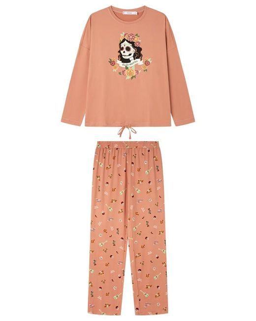 Women'secret Pyjama Met Lange Mouwen En Lange Broek in het Orange