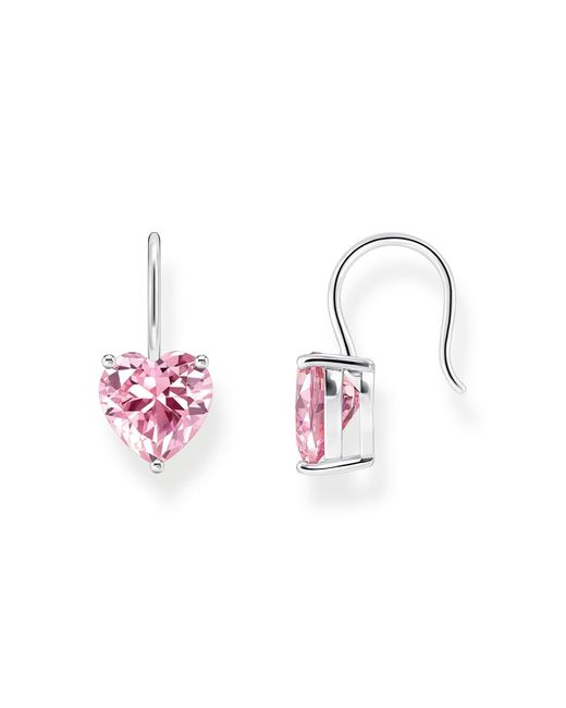 H2288-051-9 Boucles d'oreilles pendantes en argent sterling 925 avec cœur en zircone rose Thomas Sabo en coloris Pink