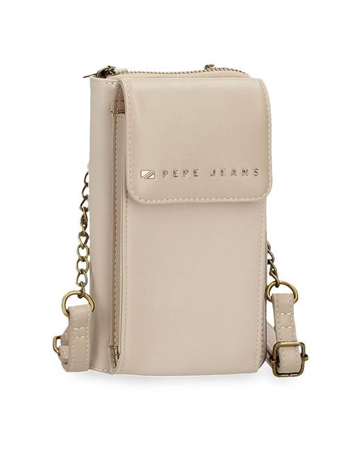 Pepe Jeans Natural Morgan Messenger Bag Mobile Phone Case Beige 11x20x4cm Polyester And Pu By Joumma Bags