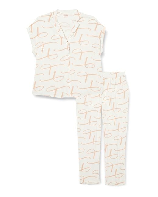 Triumph Boyfriend Fit Pw 01 Pajama Set in het White