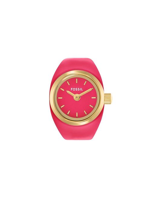 Fossil Two-hand Pink Stainless Steel Watch Ring