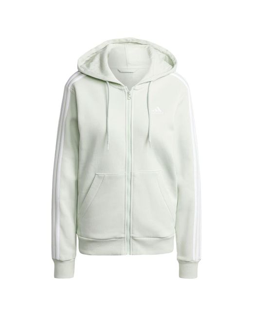 Giacca da donna con cappuccio in pile con cerniera integrale a 3 di Adidas in Multicolor