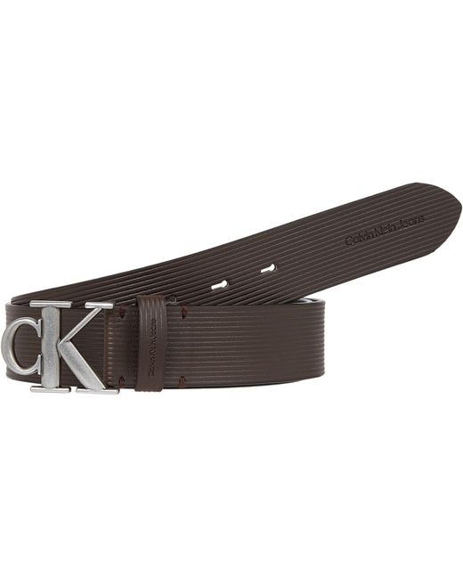 Calvin Klein Black Round Mono Pl Lthr Tx Belt 35mm for men