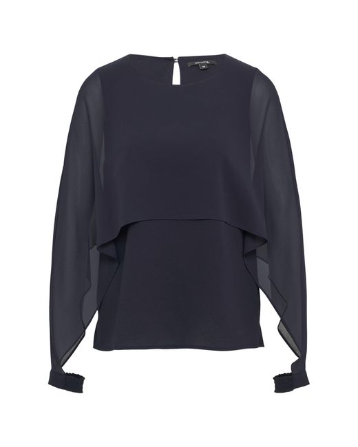 Comma, Blue Bluse aus Chiffon mit raffiniertem Layering Navy 42