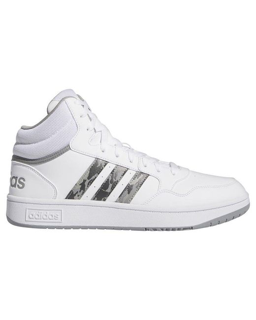 Adidas White Hoops 3.0 Mid Lifestyle Basketball Classic Vintage Shoes for men