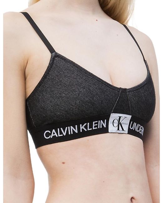 Calvin Klein Black Unlined Triangle 000qf5381e Bra