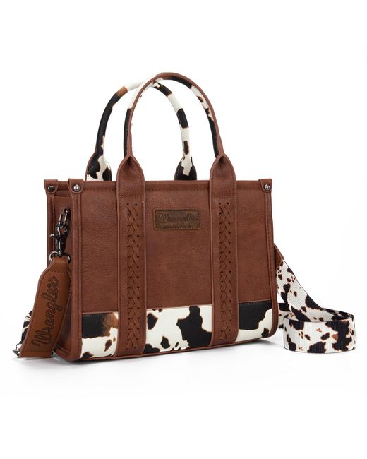 Wrangler Brown Tote Bag For Crossbody Satchel Purse Leather Top Handle Handbags Shoulder Bag With Adjustable Strap