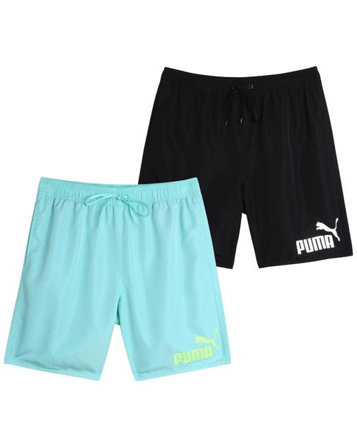PUMA Blue 2 Pack Quick Dry Swimsuit Trunks With Mesh Compression Liner - 8" Inseam for men