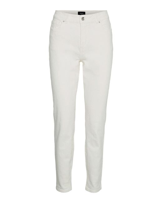 Vero Moda White VMBRENDA HR Straight Ankle Color Jeans