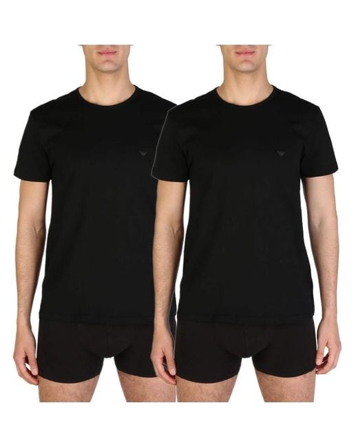 Underwear 2-Pack T-Shirt Pure Cotton Haut de Pyjama Emporio Armani pour  homme en coloris Noir | Lyst