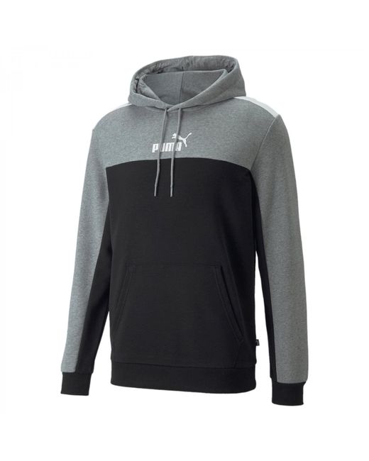 PUMA Gray Essential Block Hoody Kapuzenpullover