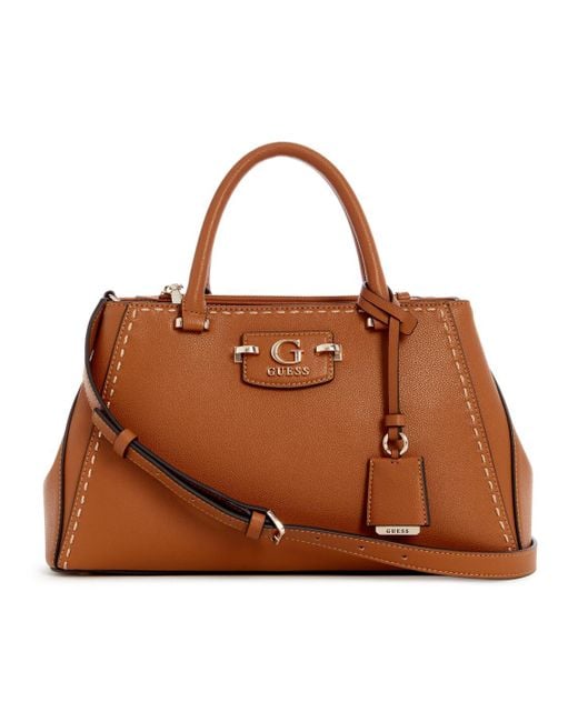Guess Brown Nastra Society Satchel Caramel
