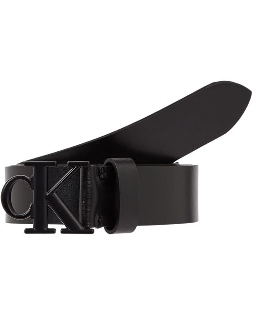 Calvin Klein Round Mono LTHR Black Belt 30MM Gürtel