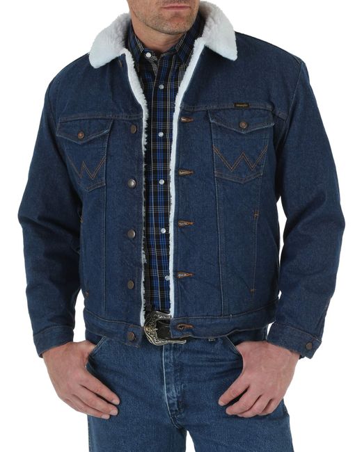 Wrangler Blue Western Style Lined Denim Jacket for men