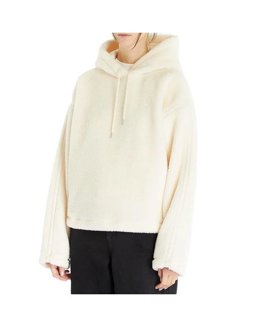 adidas Ecru Sherpa Hoodie in White Lyst UK