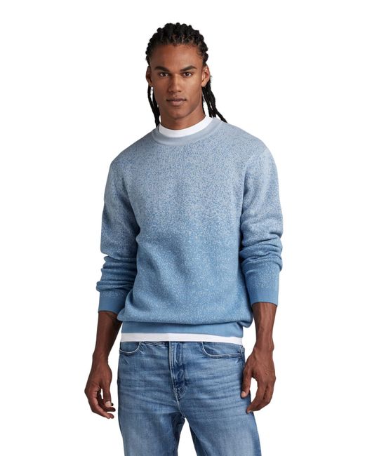 G-Star RAW Granularity Knit Pullover Sweater in het Blue voor heren