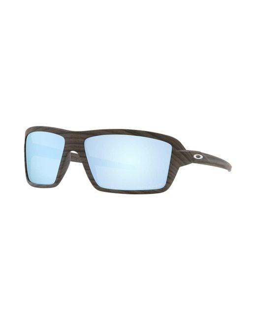 Oakley Black Cables Sunglasses Woodgrain With Prizm Deep Water Polarized Lens for men