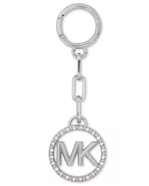 MK Circle Pave Key Charm di Michael Kors in White