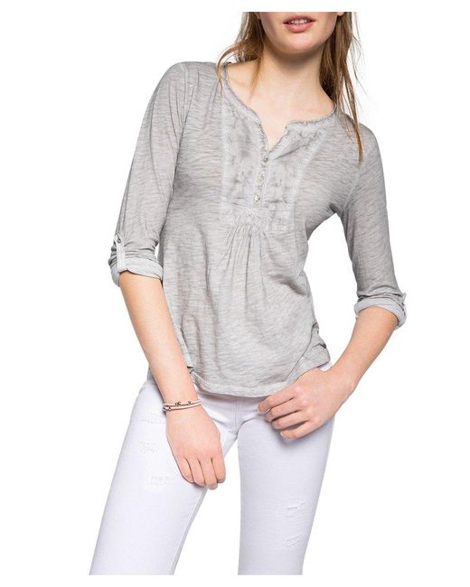 Esprit Edc By Shirt Met Lange Mouwen Gewassen T-shirt in het Gray