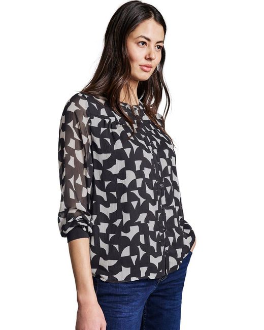 Street One Damen Bluse Laurentia - Kurzarm Mit Grafischem Muster In Viskose
