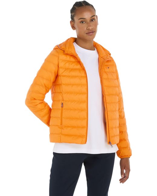 Tommy Hilfiger Orange Jacket Padded Global Stripe For Transition Weather
