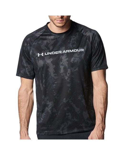 Under Armour Black Tech Abc Camo Short Sleeve Shirt 001 Blk/wht Training Wear Shirt for men