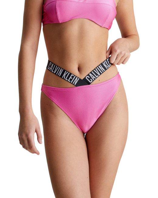 Calvin Klein Pink High Leg Cheeky Bikini Kw0kw02391 Swim
