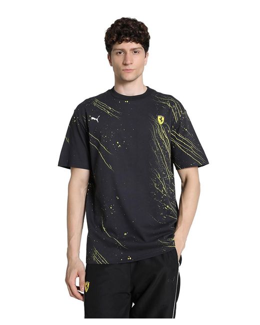 630487 Maglietta casual FERRARI RACE COLOR S AOP di PUMA in Black da Uomo