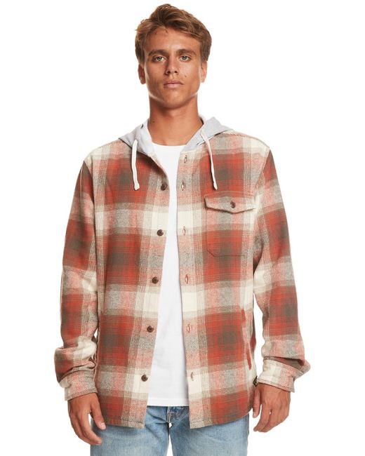 Quiksilver Brown Long Sleeve Hooded Shirt For - Long Sleeve Hooded Shirt - - S for men