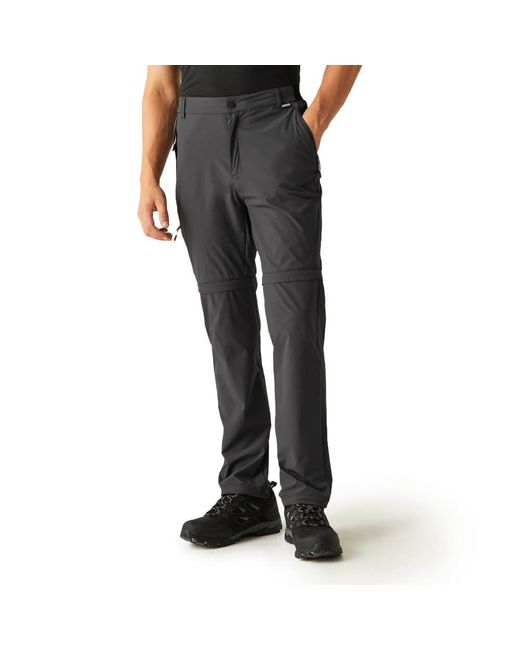 Pantaloni da viaggio leggeri da uomo con zip off ripiegabili di Regatta in Black da Uomo
