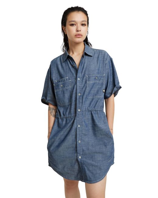 Relaxed Drawcord SS Dress Wmn Abito Casual di G-Star RAW in Blue