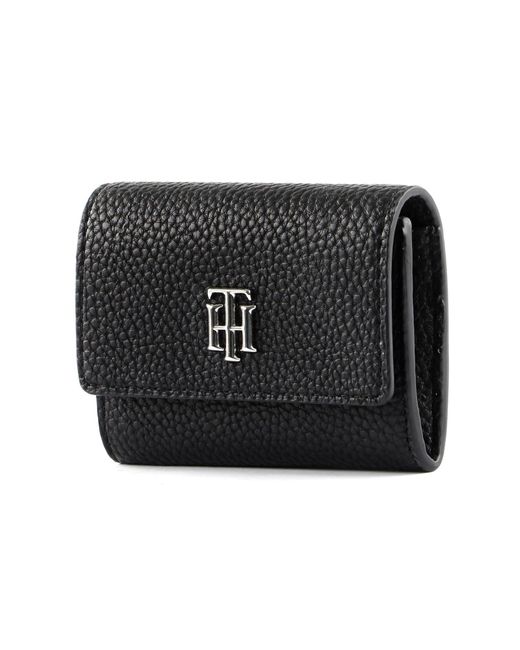 Tommy Hilfiger Black Th Element Cc Holder With Zip Bi-fold Wallet