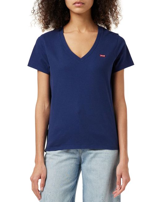 Levi's Blue Perfect V-Neck T-Shirt,Naval Academy,XS
