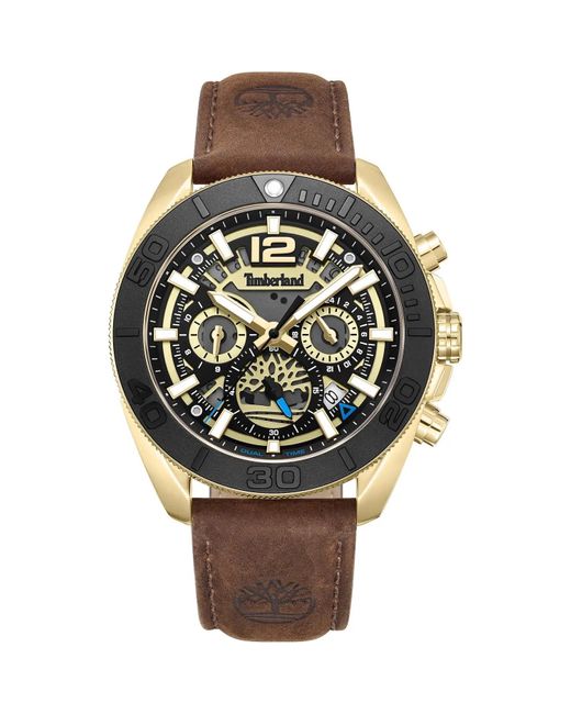 Timberland Analog Quarz Uhr mit Leder Armband TDWGF0041702 in Metallic für Herren