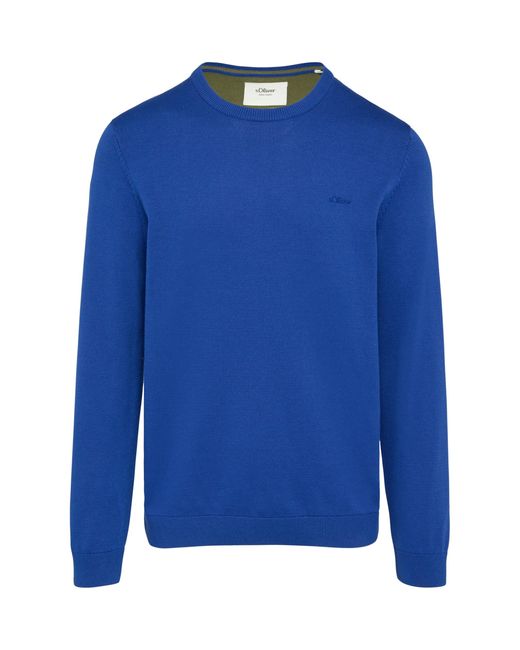 S.oliver 2156055 Pullover mit Logo-Detail in Blue für Herren