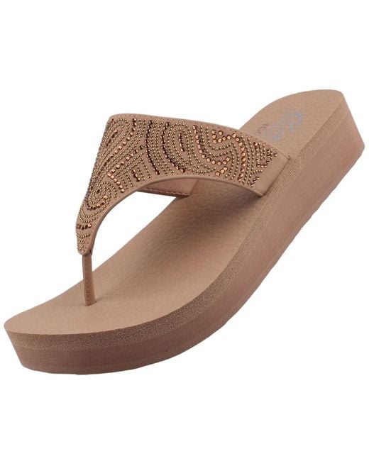 Skechers Brown Vinyasa Paisley Wave Toe Separator Sandals