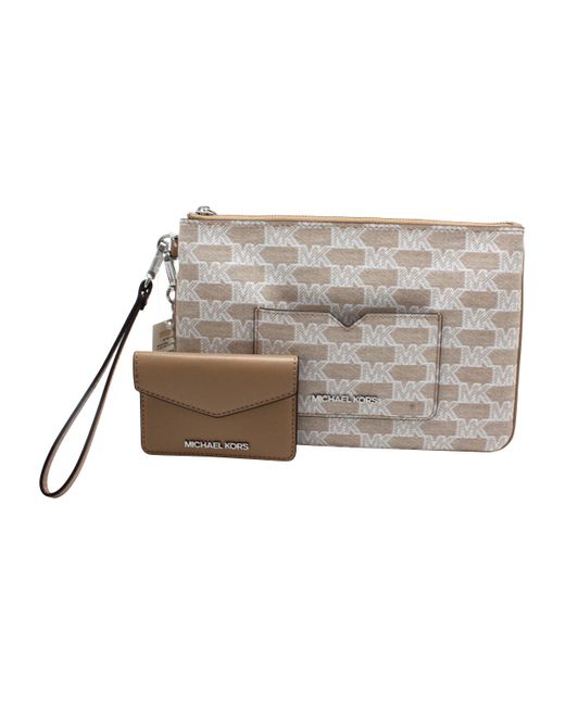 Michael Kors Jet Set Item Large 2 In 1 Card Case And Wristlet Clutch Mk Signature in Metallic Lyst UK