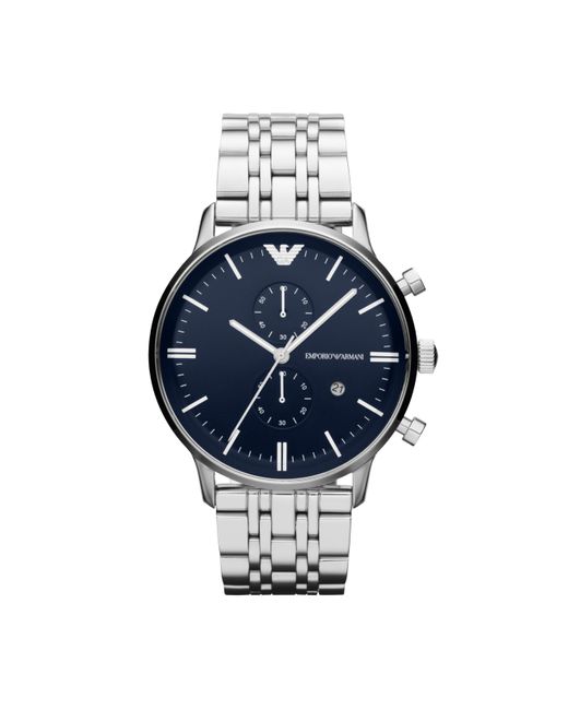 Emporio Armani Blue Two-hand Silver Stainless Steel Bracelet Watch