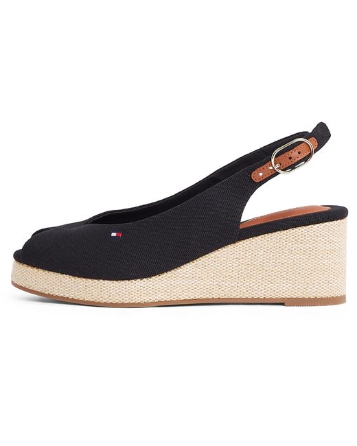 Alpargatas de cuña Mujer Flag Mid Slingback con Correa Ajustable Tommy Hilfiger de color Black