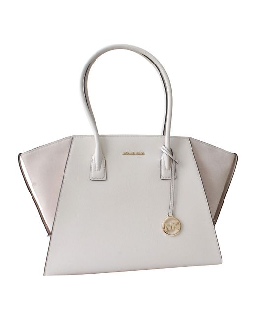 Michael Kors Avril Extralarge Leather Topzip Tote Bag In Light Cream