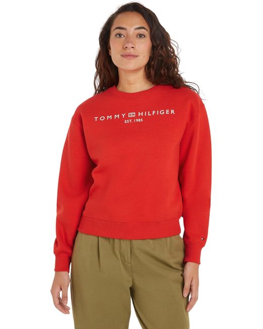 Tommy Hilfiger Red Mdrn Reg Corp Logo C-nk Swtshrt Ww0ww39791 Sweatshirts
